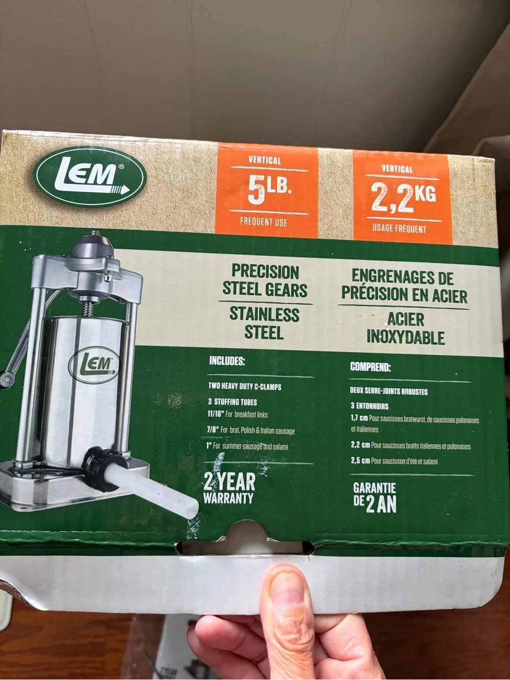 LEM Mighty Bite Stainless Steel Sausage Stuffer 5lb
